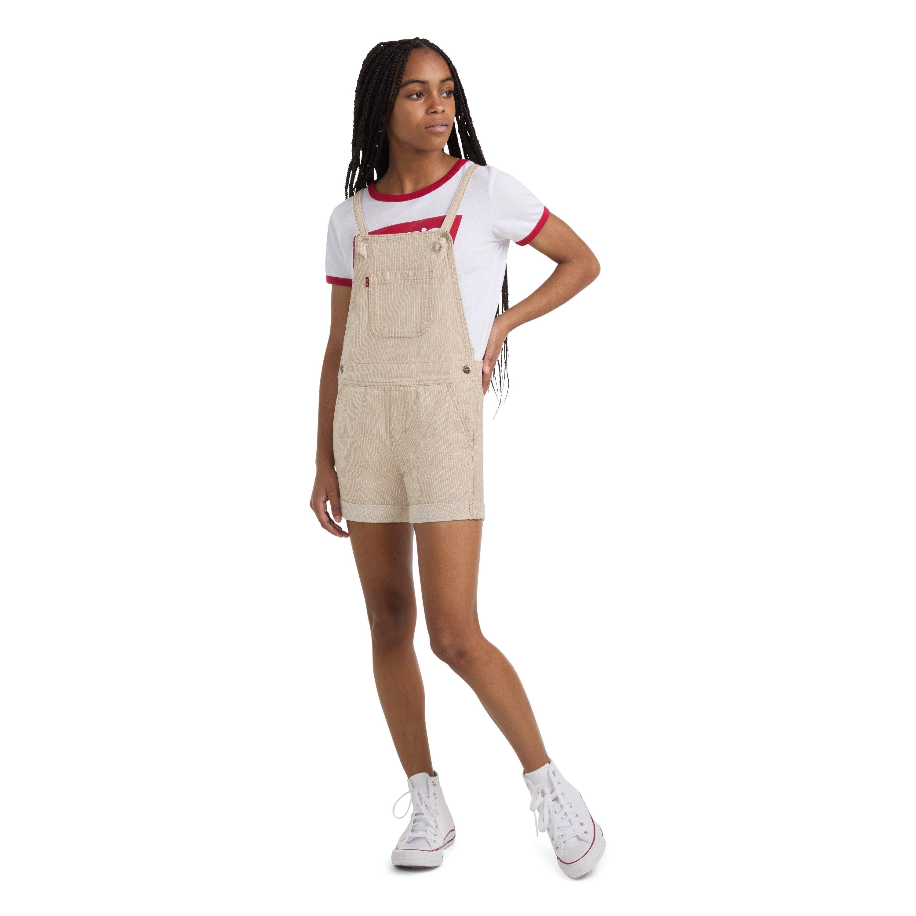 Levi's Big Girls' Knot Strap Cream Wash Denim Shortalls - CREAM